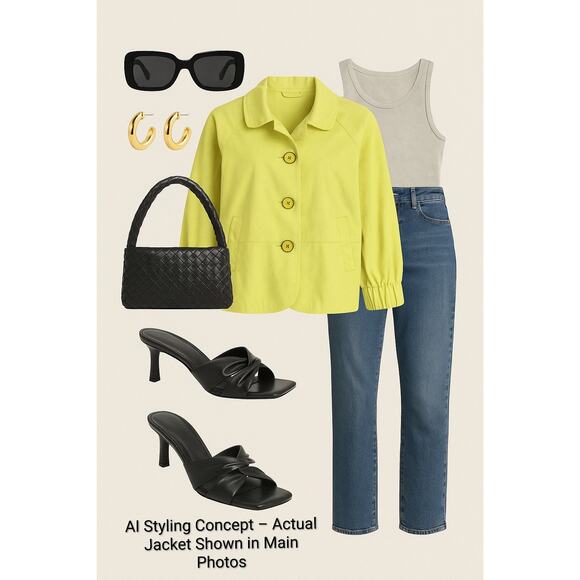 Elliott Lauren Soft Chartreuse Cotton Jacket | Size 10 - Picture 13 of 14